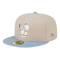 Men's New Era Stone/Light Blue Los Angeles Chargers City Originals Lifestyle Two-Tone 59FIFTY Fitted Hat