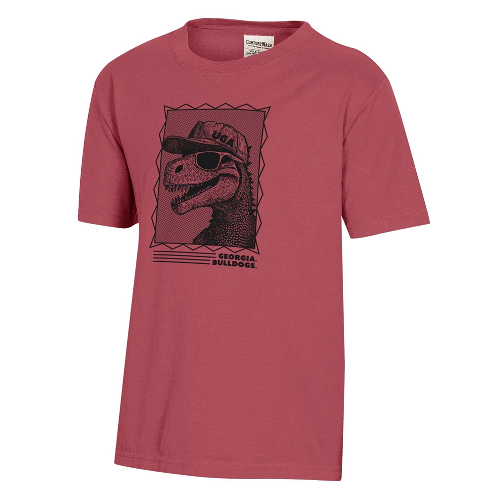 Youth ComfortWash Red Georgia Bulldogs Dino Cap T-Shirt