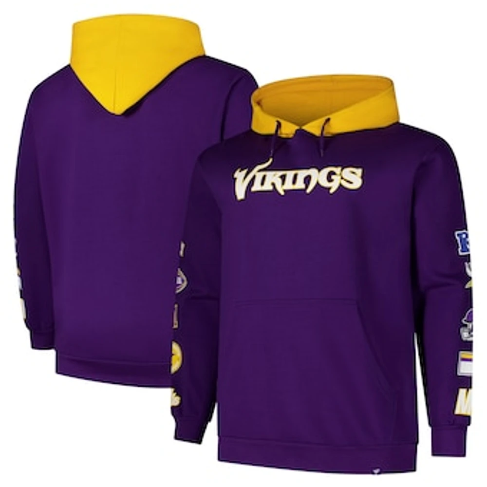 Men's Fanatics Purple Minnesota Vikings Big & Tall Patched Out Pullover Hoodie