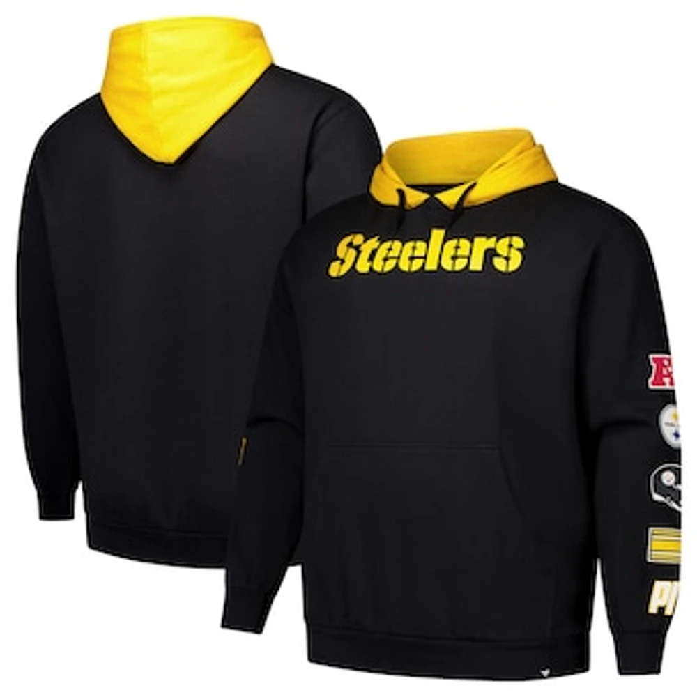 Men's Fanatics Black Pittsburgh Steelers Big & Tall Patched Out Pullover Hoodie