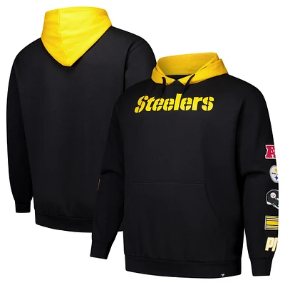 Men's Fanatics Black Pittsburgh Steelers Big & Tall Patched Out Pullover Hoodie