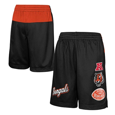 Youth Black Cincinnati Bengals Game Time Color-Block Shorts