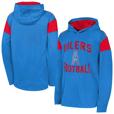 Youth Light Blue Houston Oilers The Champ is Here Retro Long Sleeve Hoodie T-Shirt