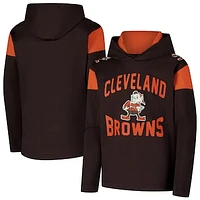 Youth Brown Cleveland Browns The Champ is Here Retro Long Sleeve Hoodie T-Shirt