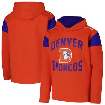 Youth Orange Denver Broncos The Champ is Here Retro Long Sleeve Hoodie T-Shirt