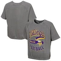 Women's  Gray Minnesota Vikings Mineral Wash Short Sleeve Top