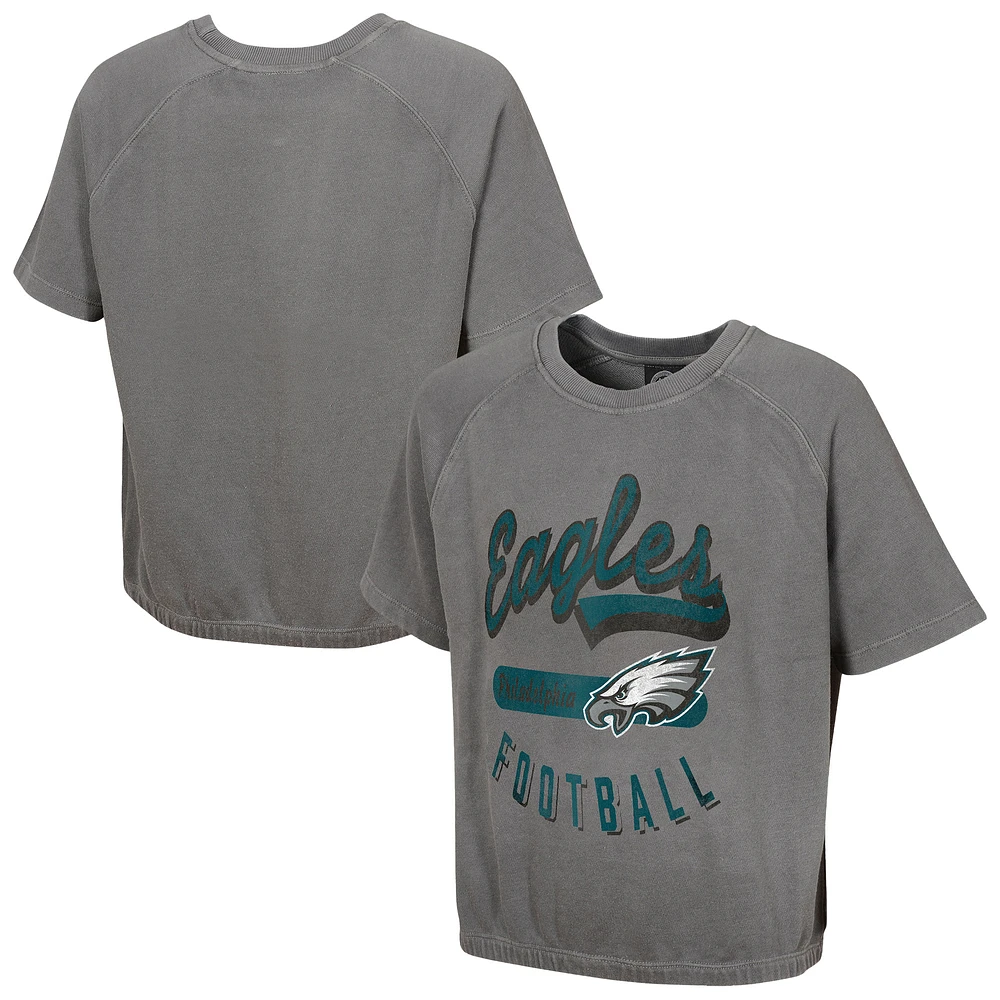 Women's  Gray Philadelphia Eagles Mineral Wash Short Sleeve Top