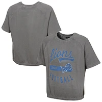 Women's  Gray Detroit Lions Mineral Wash Short Sleeve Top