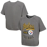 Women's  Gray Pittsburgh Steelers Mineral Wash Short Sleeve Top