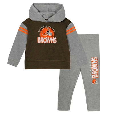 Toddler Cleveland Browns Club House Long Sleeve Hoodie Top and Leggings Two-Piece Set