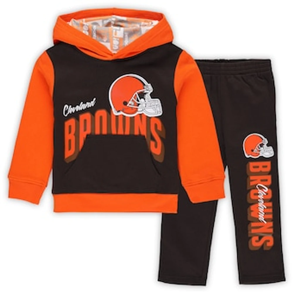 Toddler Brown Cleveland Browns Coin Toss Pullover Fleece Hoodie & Pants Set