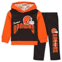 Toddler Brown Cleveland Browns Coin Toss Pullover Fleece Hoodie & Pants Set