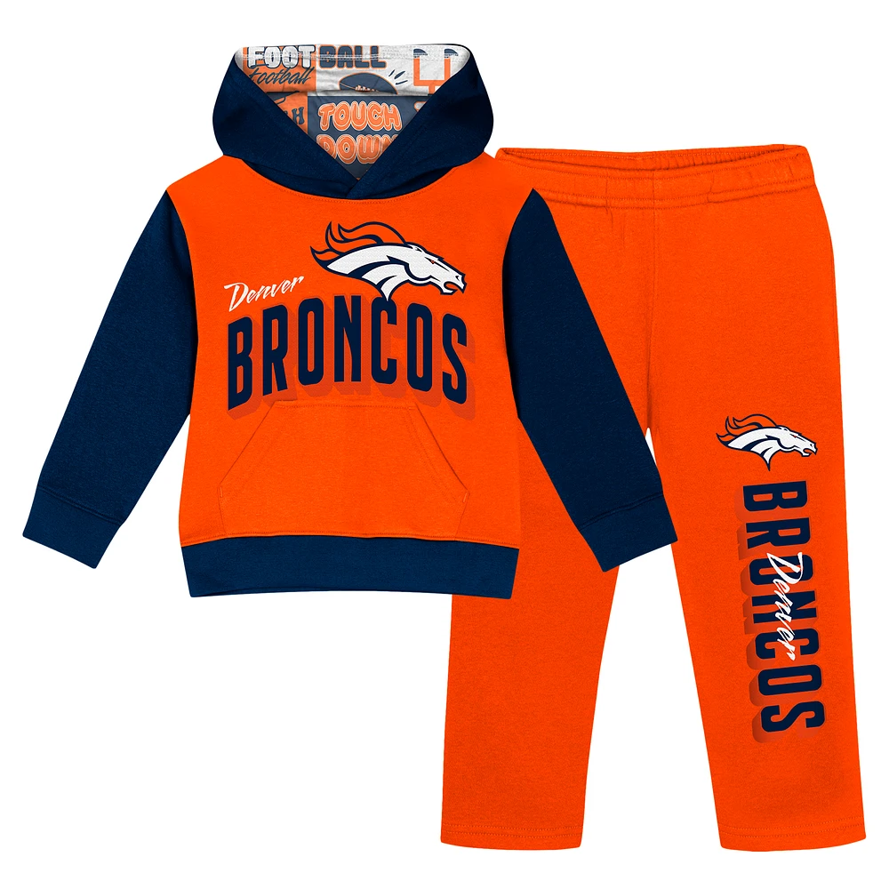 Toddler Orange Denver Broncos Coin Toss Pullover Fleece Hoodie & Pants Set