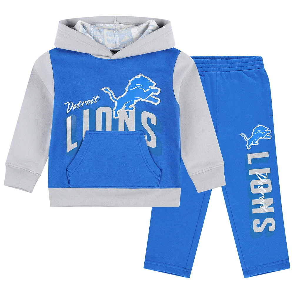 Toddler Blue Detroit Lions Coin Toss Pullover Fleece Hoodie & Pants Set