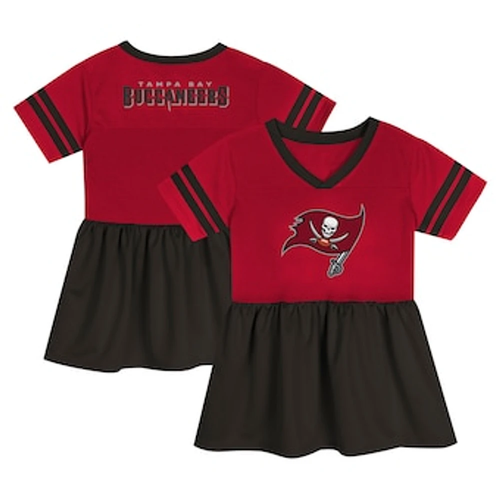 Girls Toddler Red Tampa Bay Buccaneers Stadium Lights Fashion Jersey V-Neck Dress