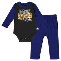 Infant Baltimore Ravens Double Up Long Sleeve Bodysuit and Pants Set