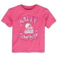 Infant Pink Cleveland Browns Happy Gameday T-Shirt