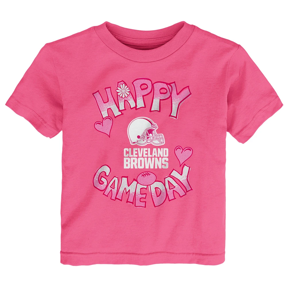 Infant Pink Cleveland Browns Happy Gameday T-Shirt