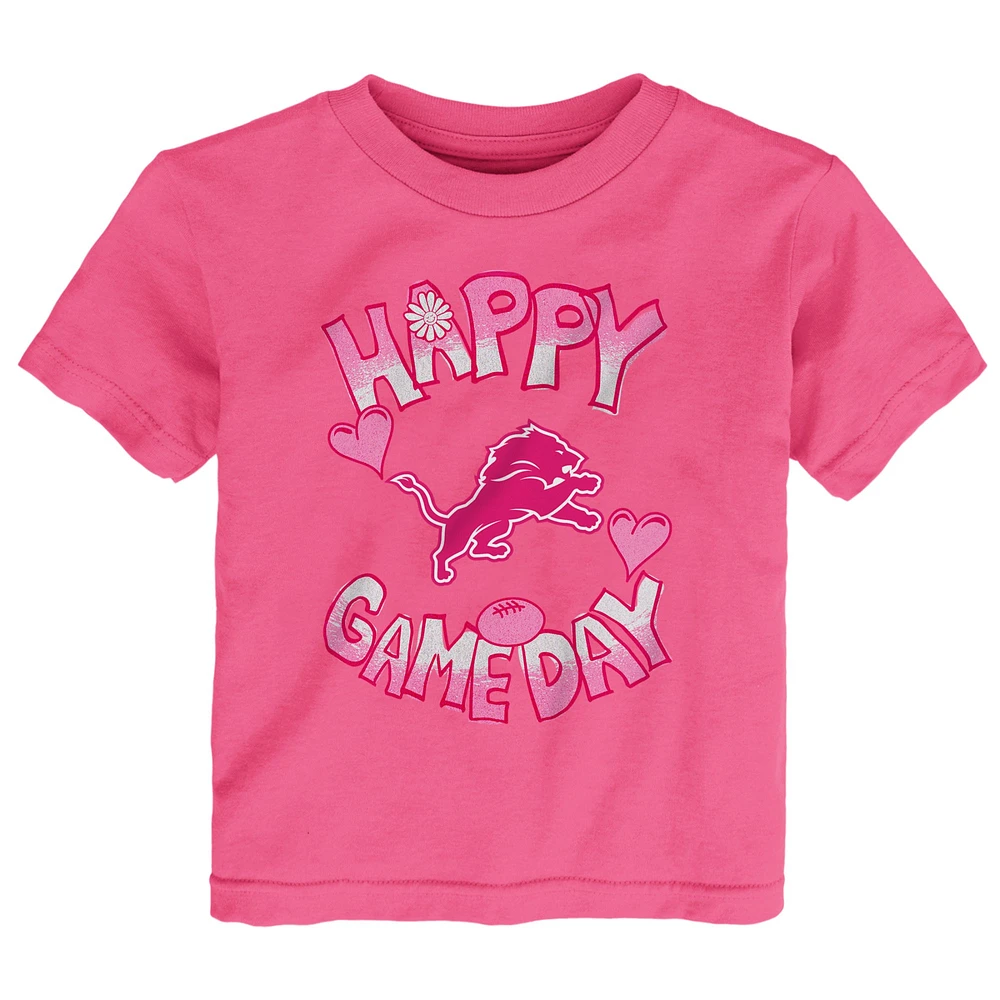 Infant Pink Detroit Lions Happy Gameday T-Shirt