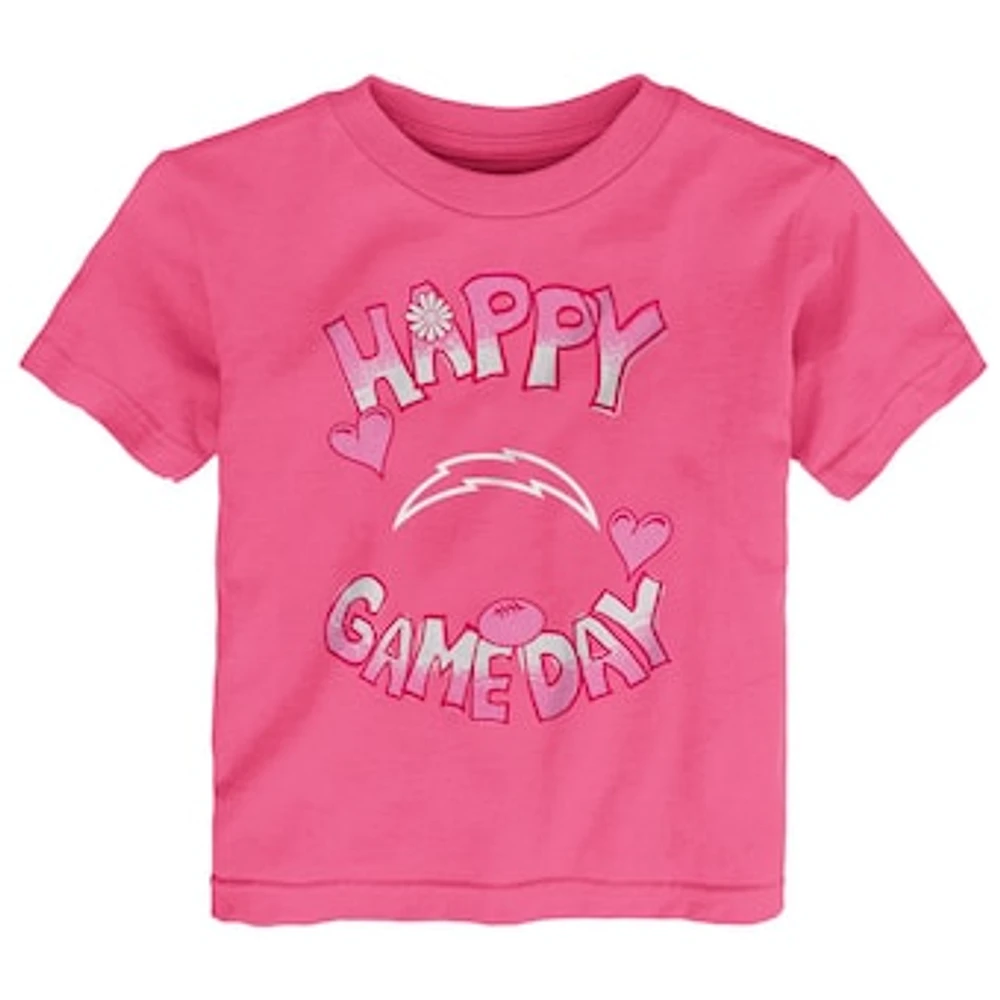 Infant Pink Los Angeles Chargers Happy Gameday T-Shirt