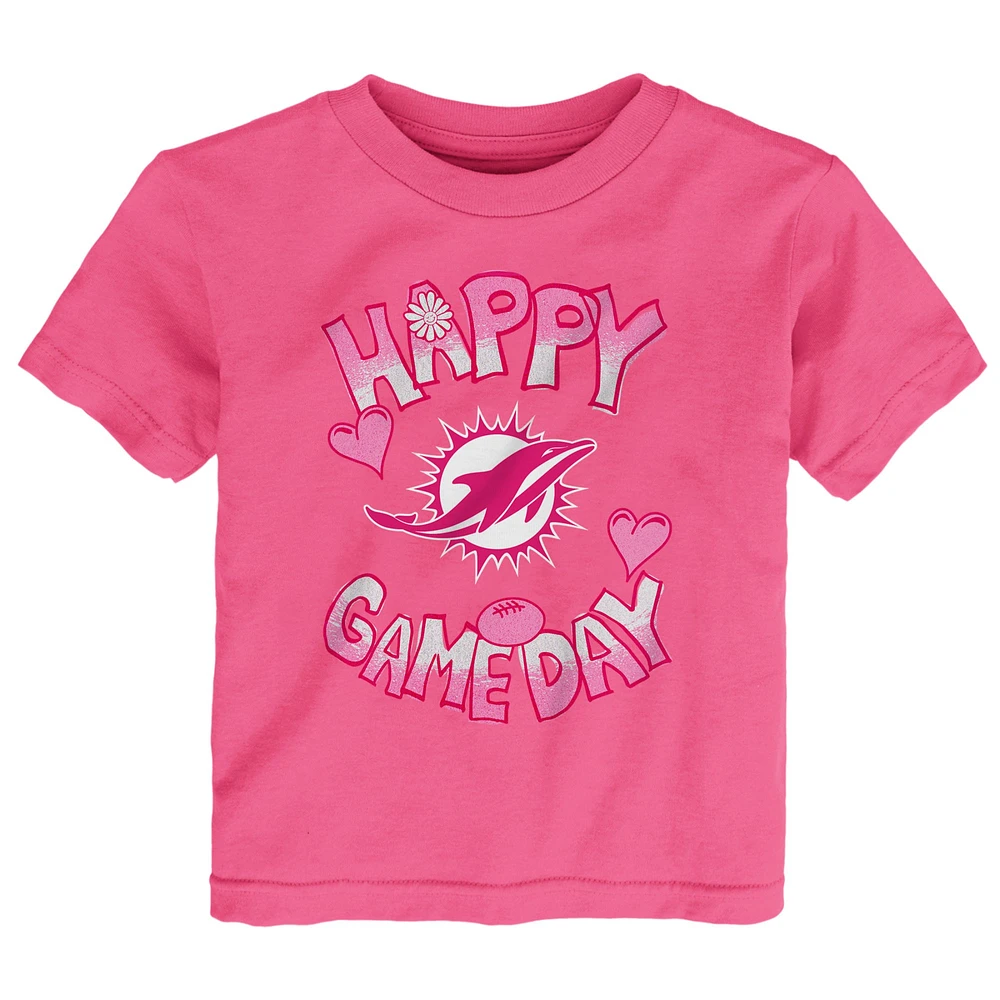 Infant Pink Miami Dolphins Happy Gameday T-Shirt