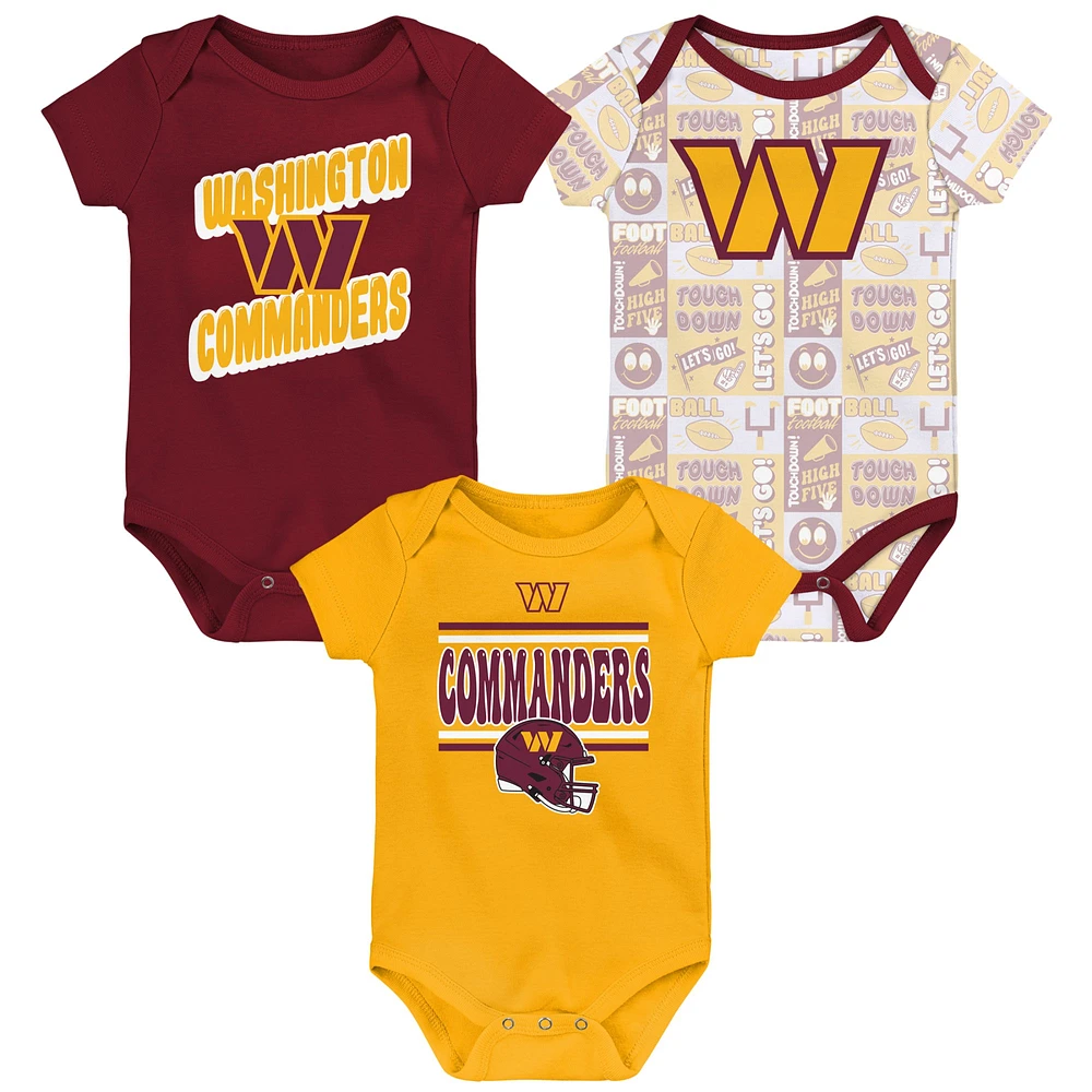 Infant Washington Commanders Play Day Three-Pack Bodysuit Set