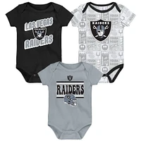 Infant Las Vegas Raiders Play Day Three-Pack Bodysuit Set