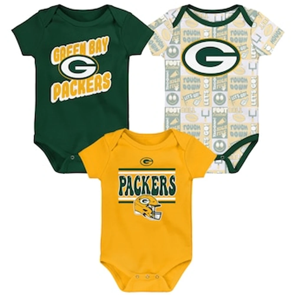 Infant Green Bay Packers Play Day Three-Pack Bodysuit Set