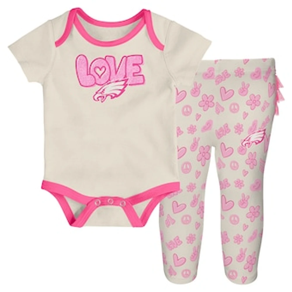 Girls Newborn & Infant White Philadelphia Eagles All The Love 2 Piece Bodysuit and Pants Set