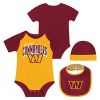 Newborn & Infant Washington Commanders Dynamic Duo Bodysuit, Bib Knit Hat Set