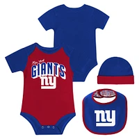 Newborn & Infant New York Giants Dynamic Duo Bodysuit, Bib Knit Hat Set