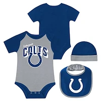 Newborn & Infant Indianapolis Colts Dynamic Duo Bodysuit, Bib Knit Hat Set