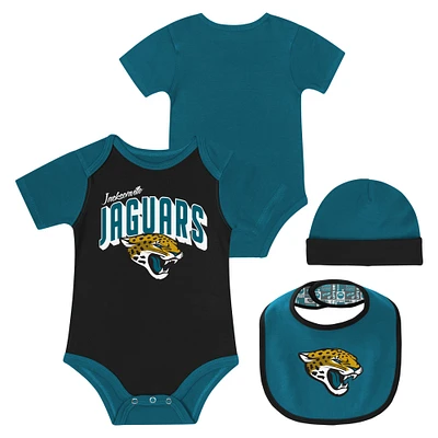 Newborn & Infant Jacksonville Jaguars Dynamic Duo Bodysuit, Bib Knit Hat Set