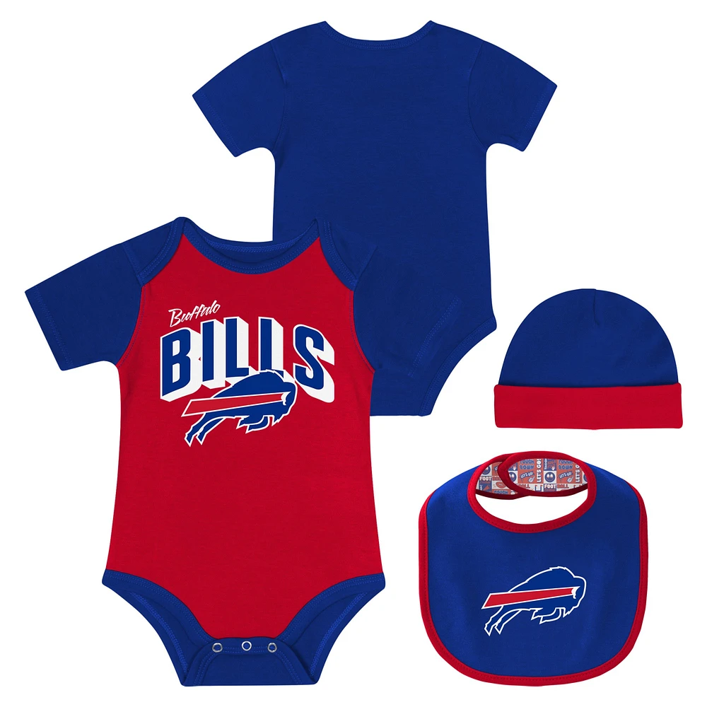 Newborn & Infant Buffalo Bills Dynamic Duo Bodysuit, Bib Knit Hat Set