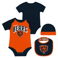 Newborn & Infant Chicago Bears Dynamic Duo Bodysuit, Bib Knit Hat Set