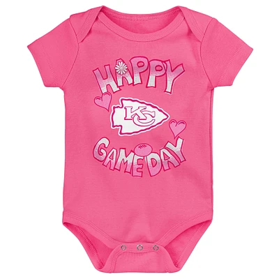 Newborn Pink Kansas City Chiefs Happy Gameday Bodysuit