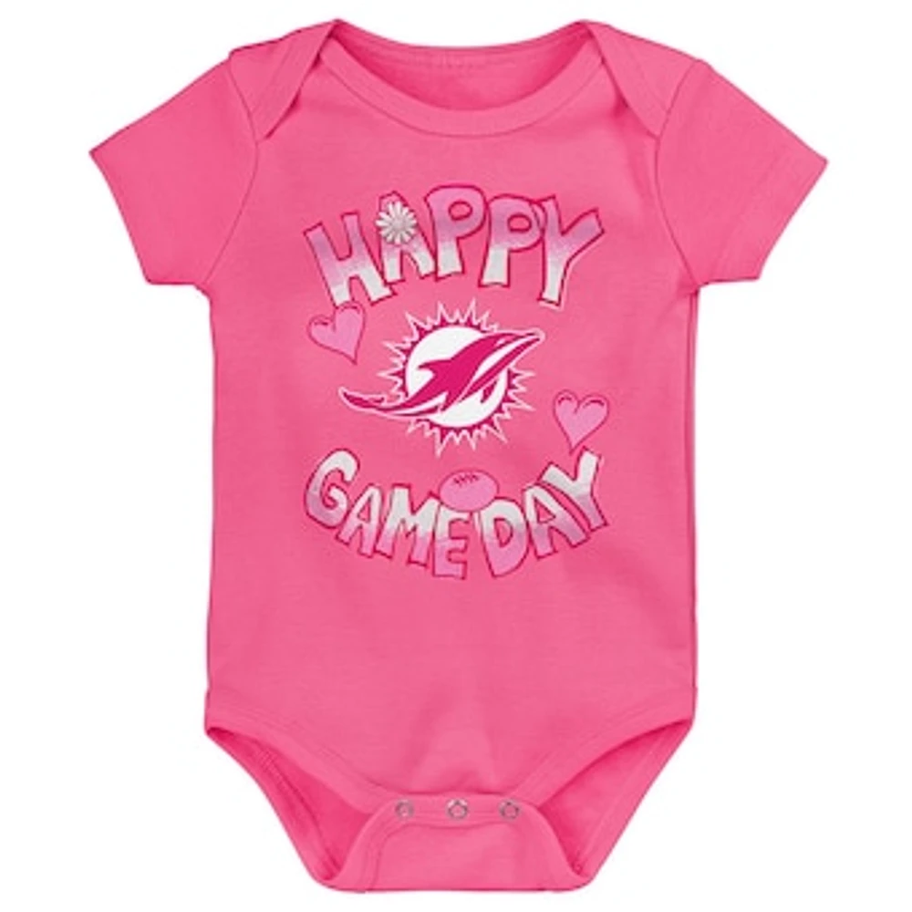 Newborn Pink Miami Dolphins Happy Gameday Bodysuit