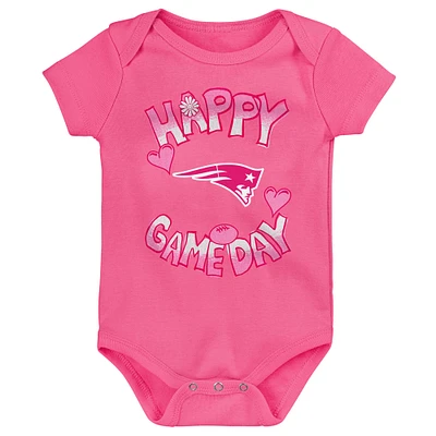 Newborn Pink New England Patriots Happy Gameday Bodysuit