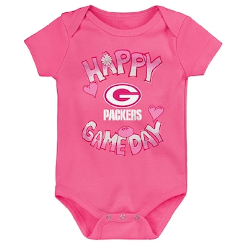 Newborn Pink Green Bay Packers Happy Gameday Bodysuit