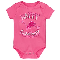 Newborn Pink Detroit Lions Happy Gameday Bodysuit