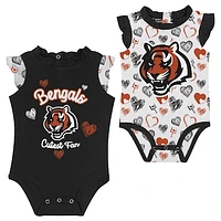 Newborn & Infant Cincinnati Bengals Happy Hearts 2-Piece Bodysuit Set