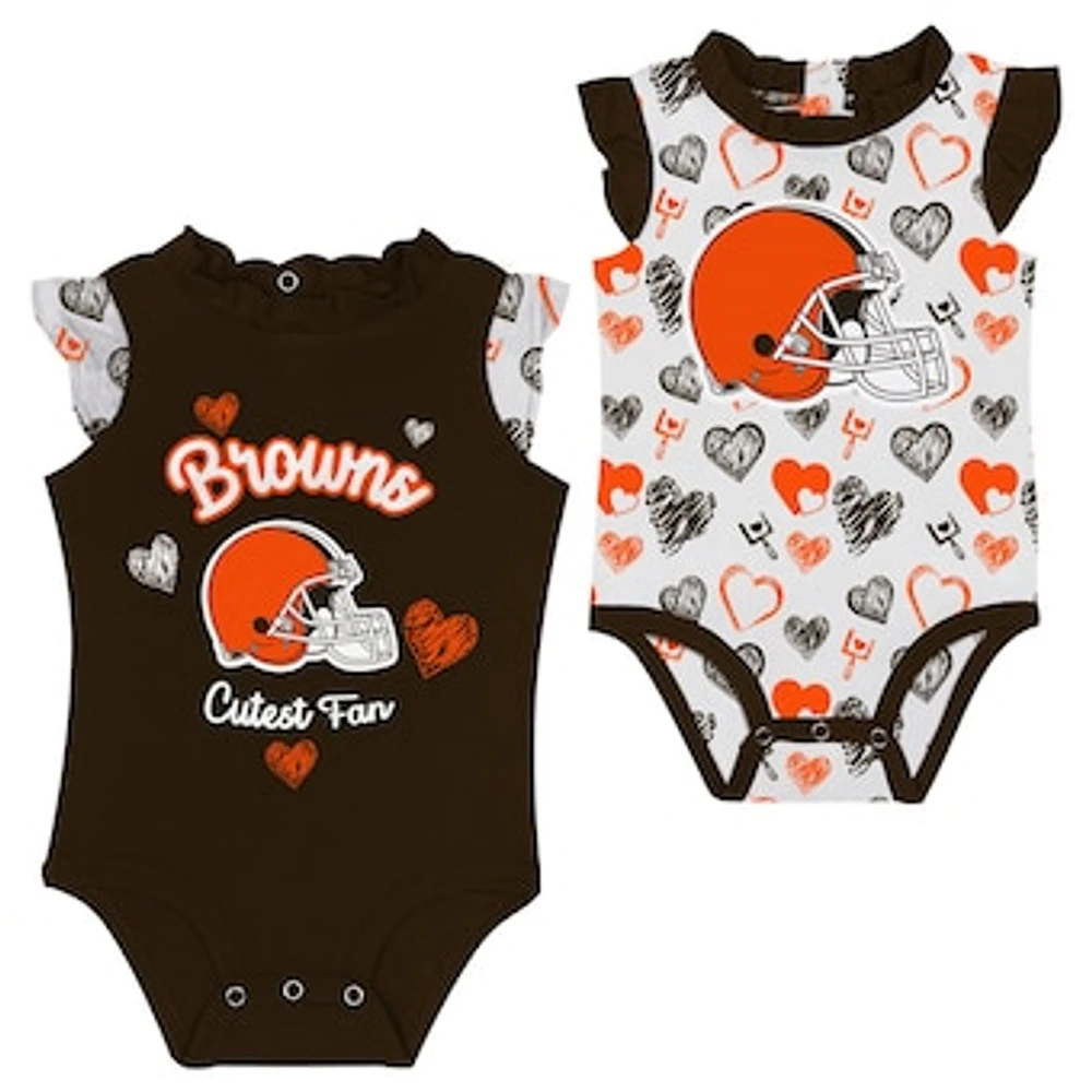 Newborn & Infant Cleveland Browns Happy Hearts 2-Piece Bodysuit Set