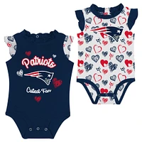 Newborn & Infant New England Patriots Happy Hearts 2-Piece Bodysuit Set