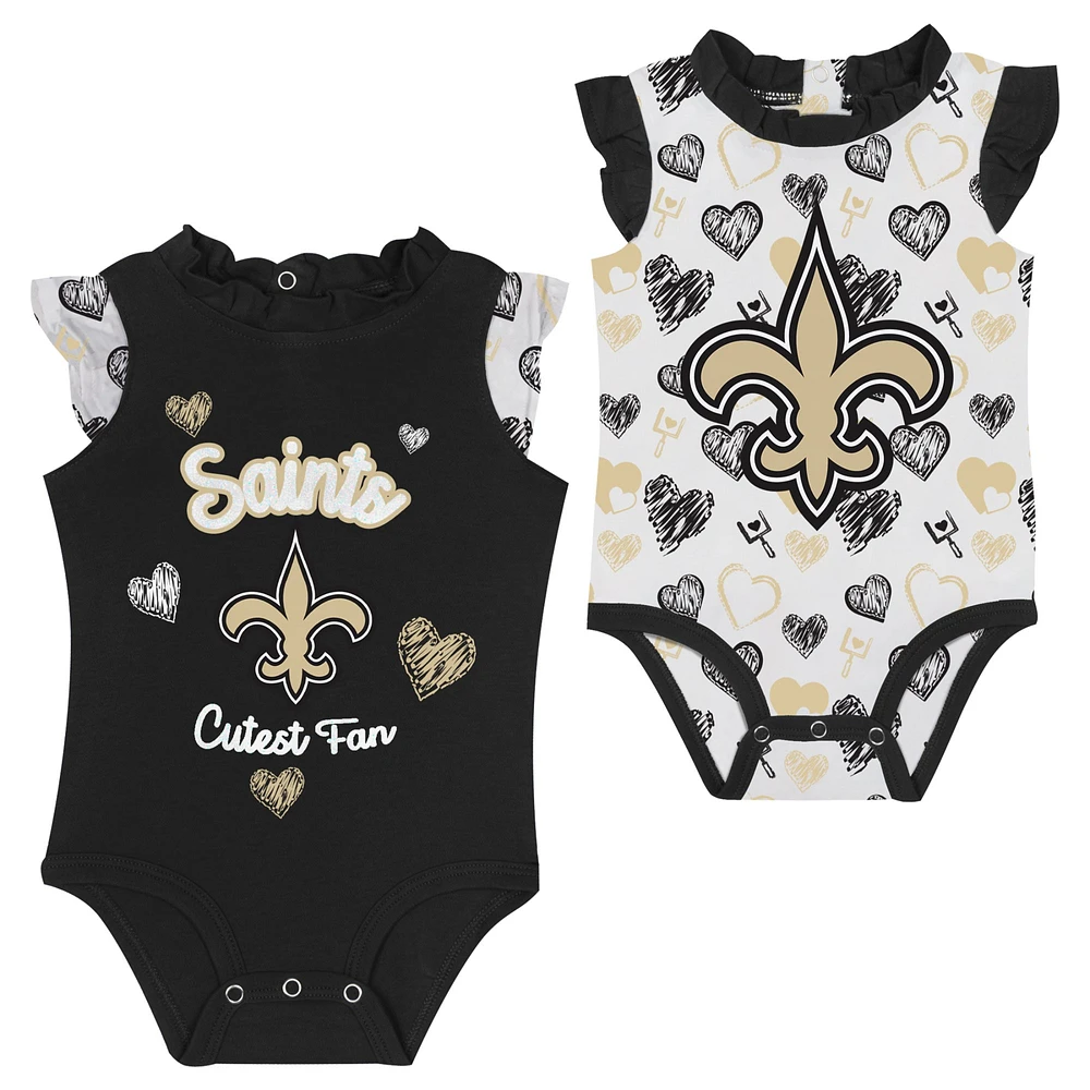 Newborn & Infant New Orleans Saints Happy Hearts 2-Piece Bodysuit Set