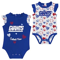 Newborn & Infant New York Giants Happy Hearts 2-Piece Bodysuit Set