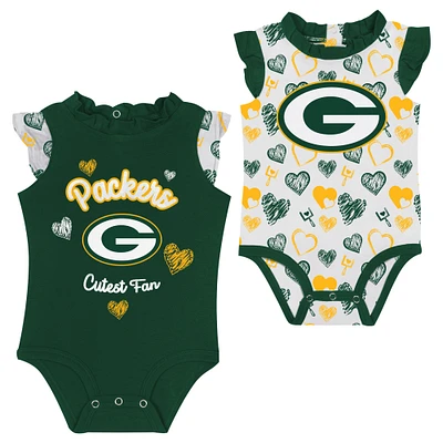 Newborn & Infant Green Bay Packers Happy Hearts 2-Piece Bodysuit Set