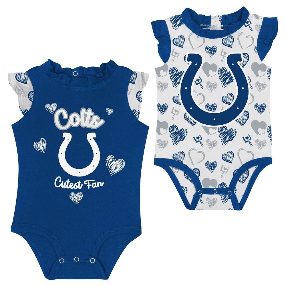 Newborn & Infant Indianapolis Colts Happy Hearts 2-Piece Bodysuit Set