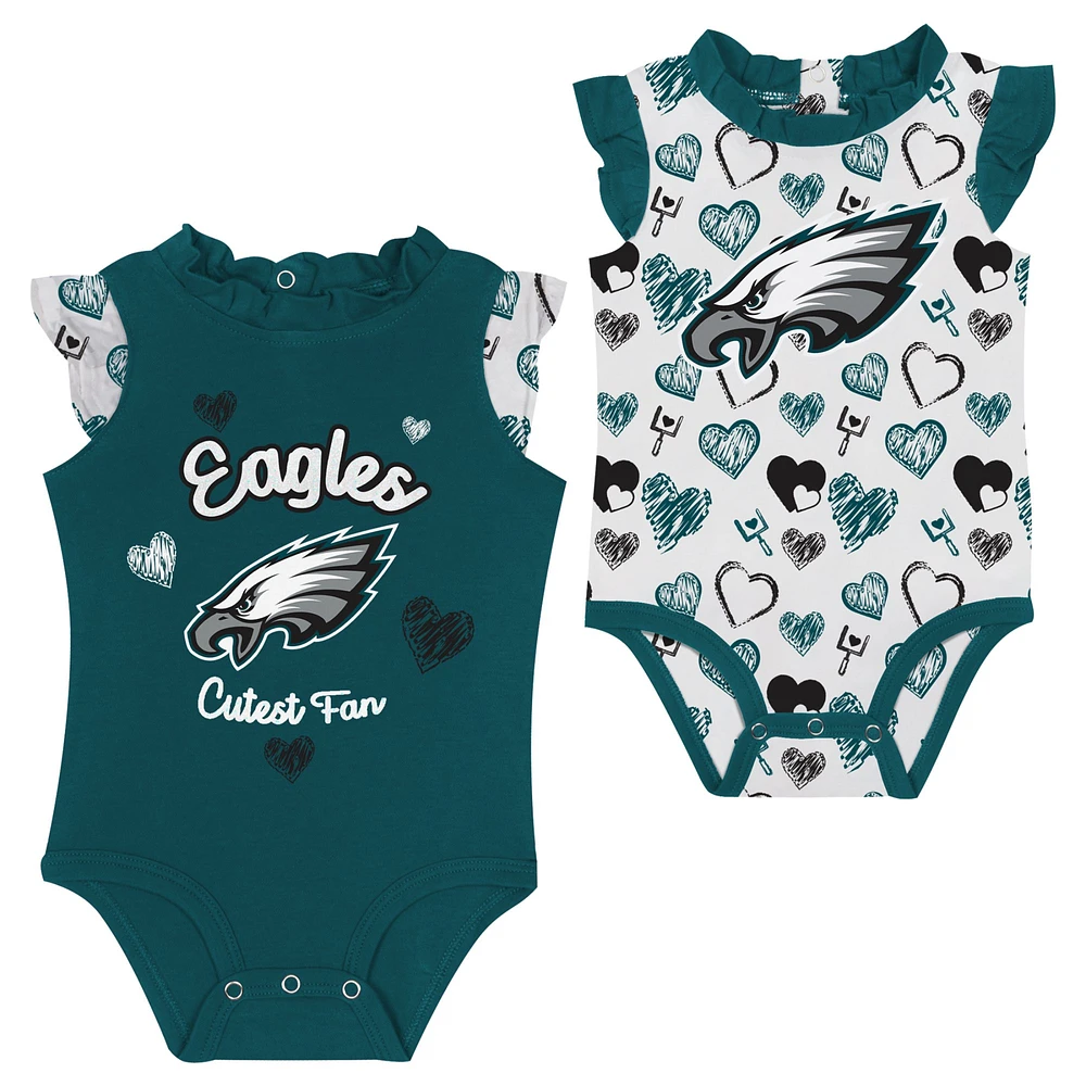 Newborn & Infant Philadelphia Eagles Happy Hearts 2-Piece Bodysuit Set