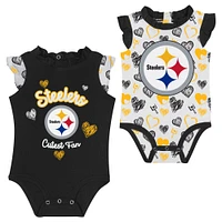 Newborn & Infant Pittsburgh Steelers Happy Hearts 2-Piece Bodysuit Set