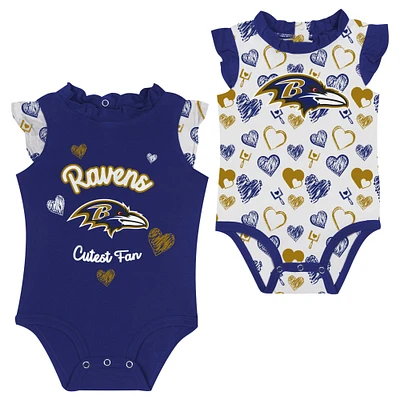 Newborn & Infant Baltimore Ravens Happy Hearts 2-Piece Bodysuit Set